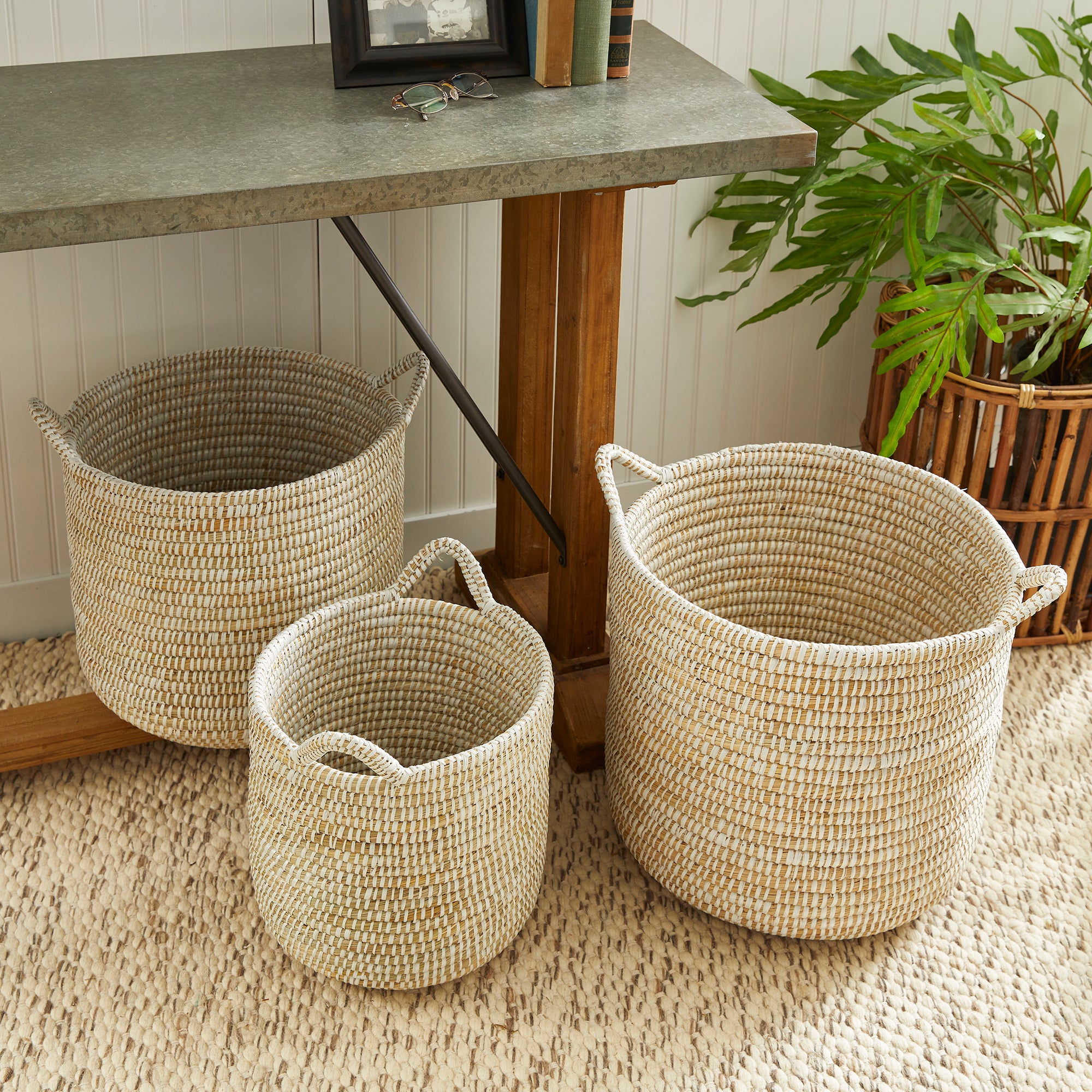 RIVERGRASS ROUND BASKETS WITH HANDLES, SET OF 3 - view 5