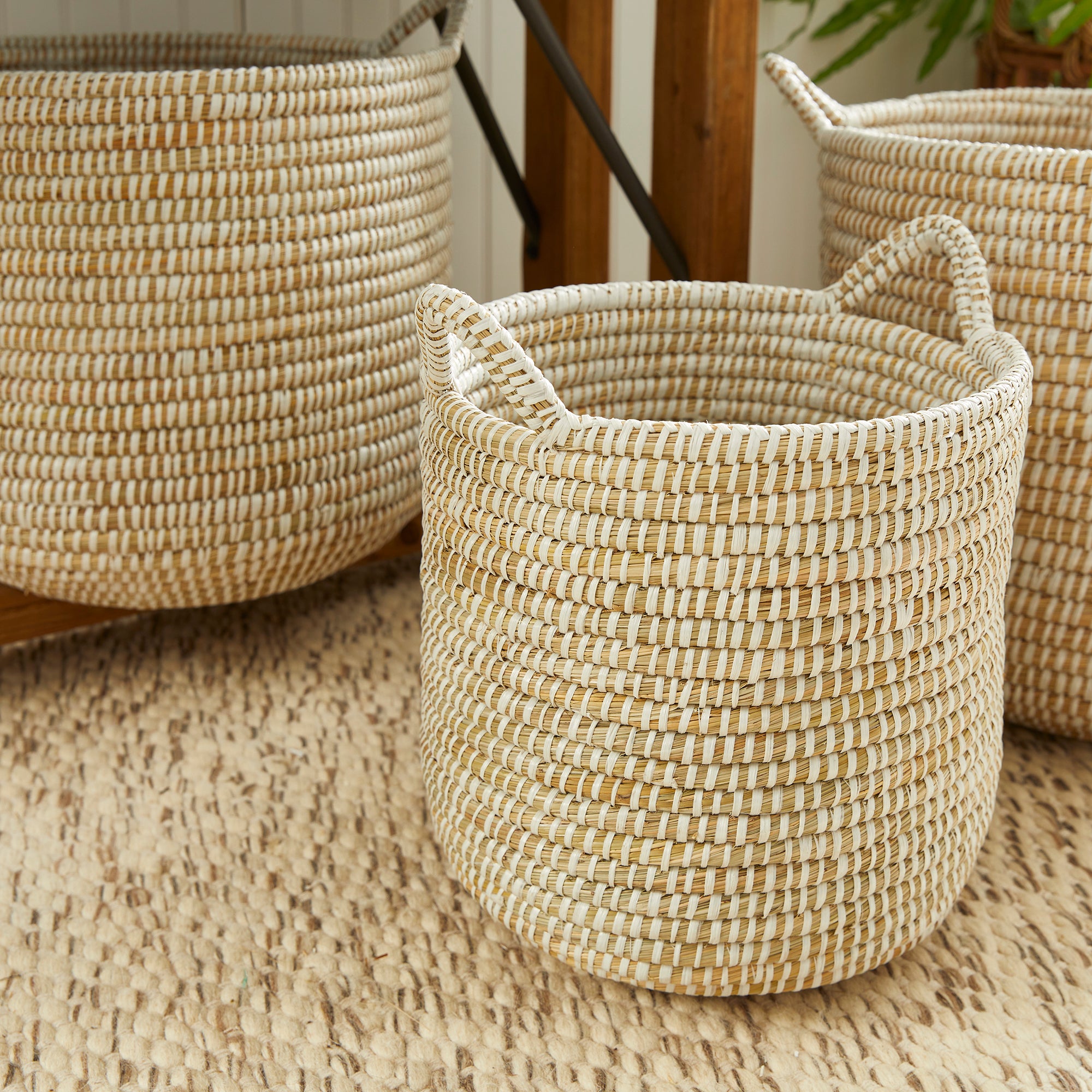 RIVERGRASS ROUND BASKETS WITH HANDLES, SET OF 3 - view 6