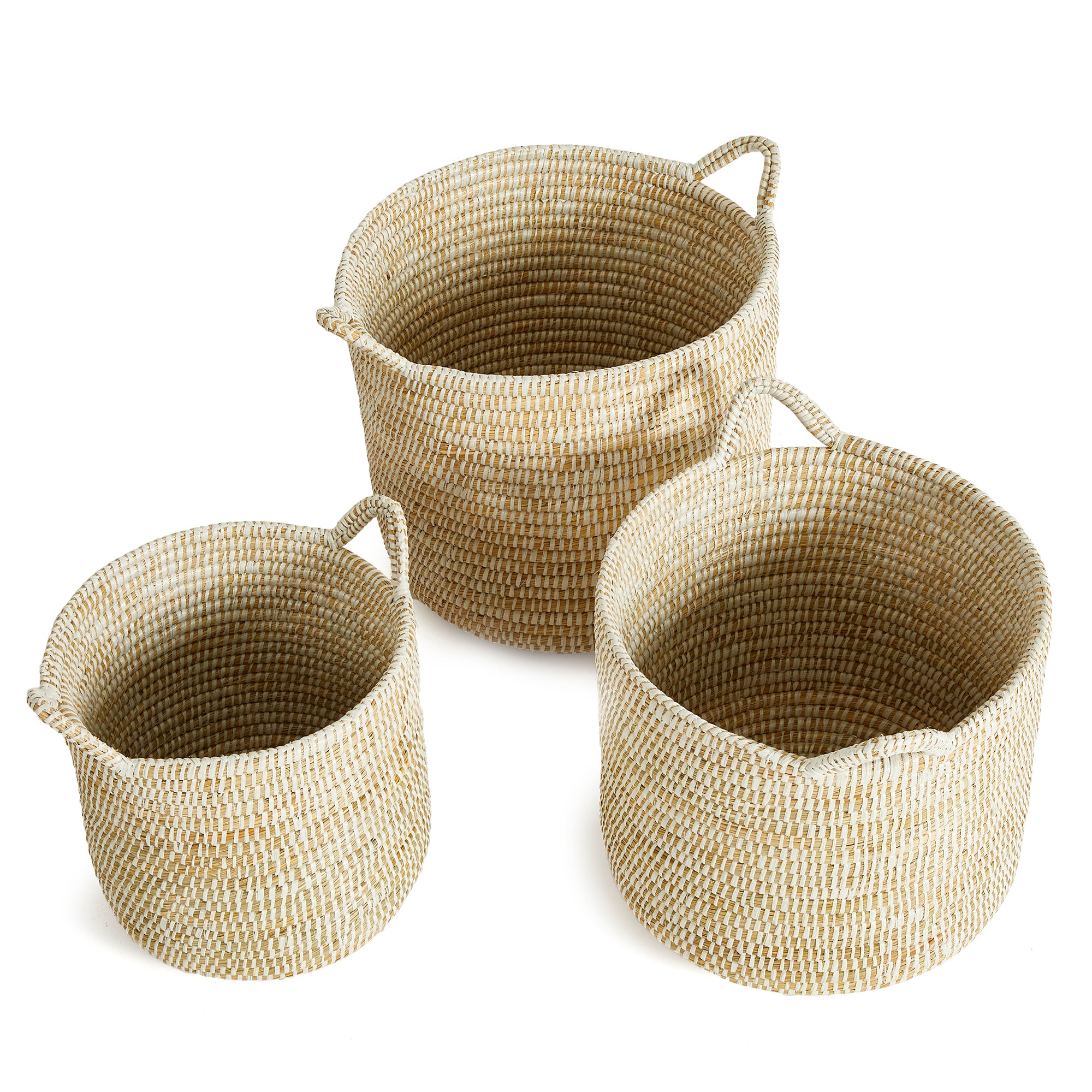 RIVERGRASS ROUND BASKETS WITH HANDLES, SET OF 3 - view 2