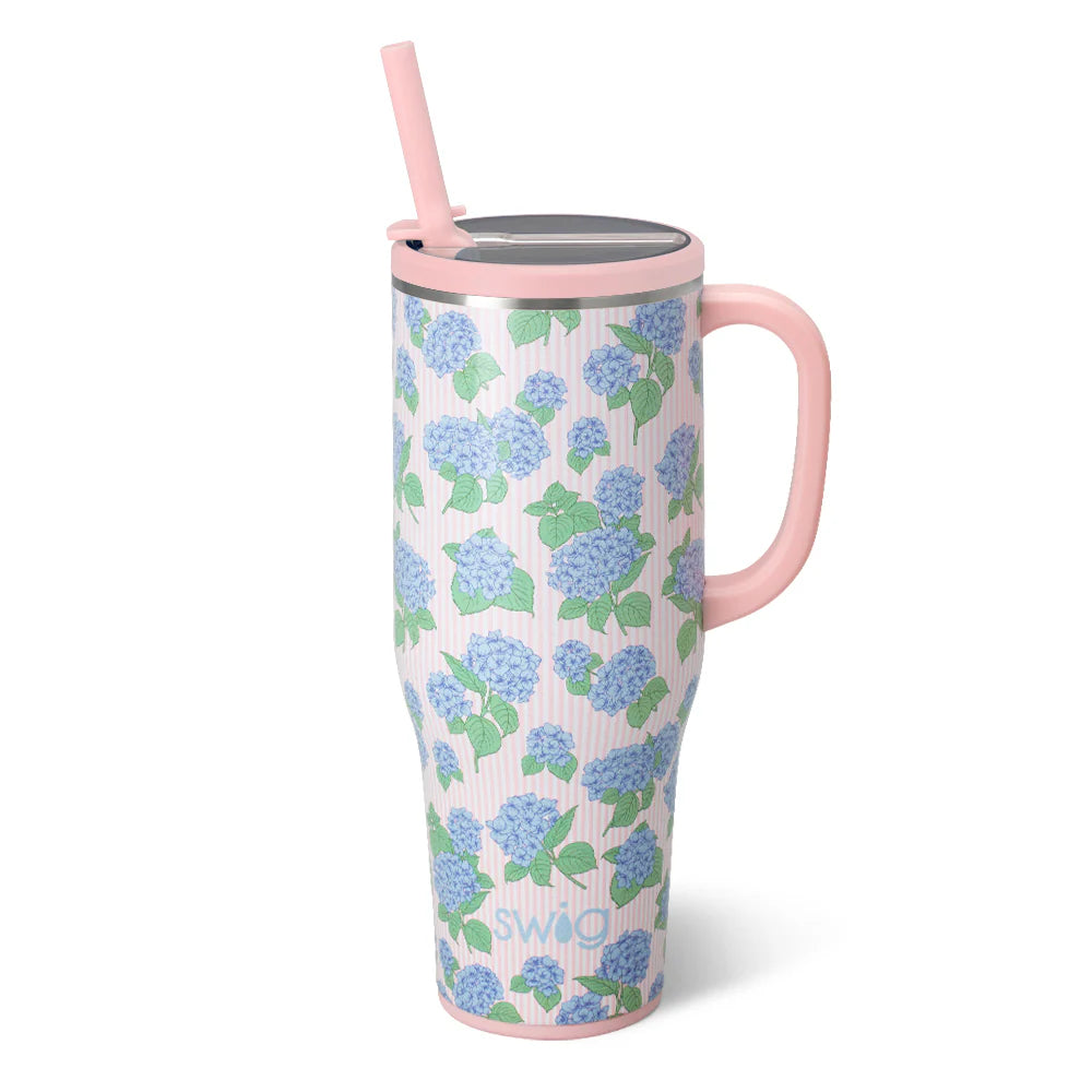 Swig Hydrangeas Mega Mug 40oz by Swig Life