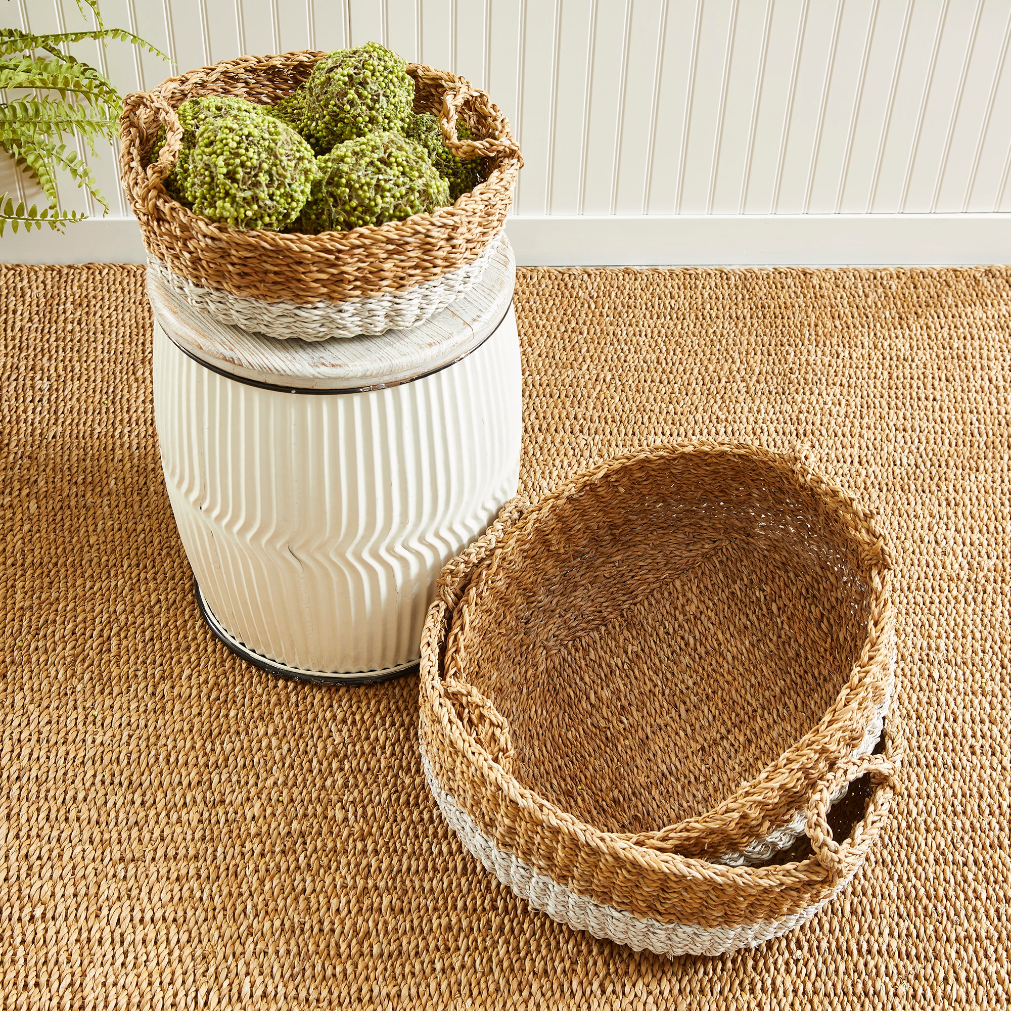 Seagrass Shallow Baskets With Handles, Set Of 3 - View 3