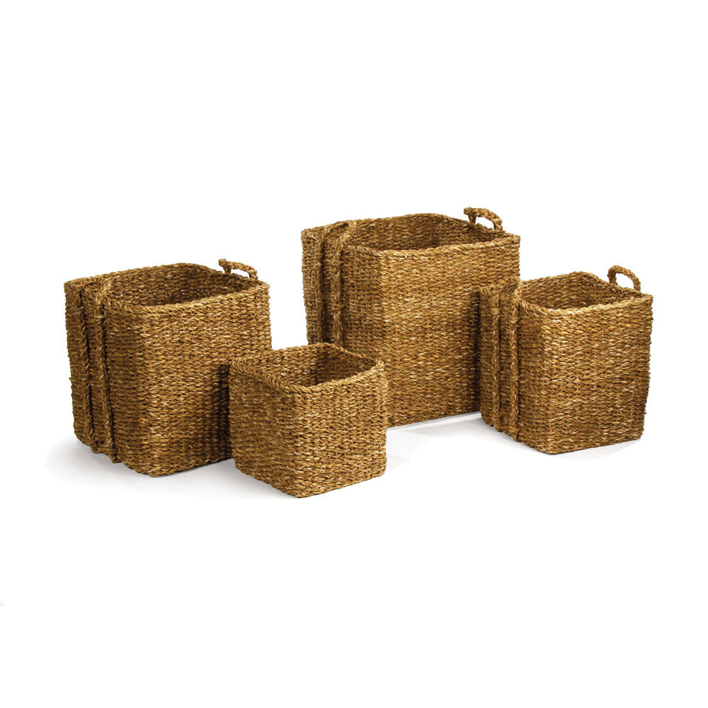 SEAGRASS APPLE BASKETS, SET OF 3 PLUS BIN