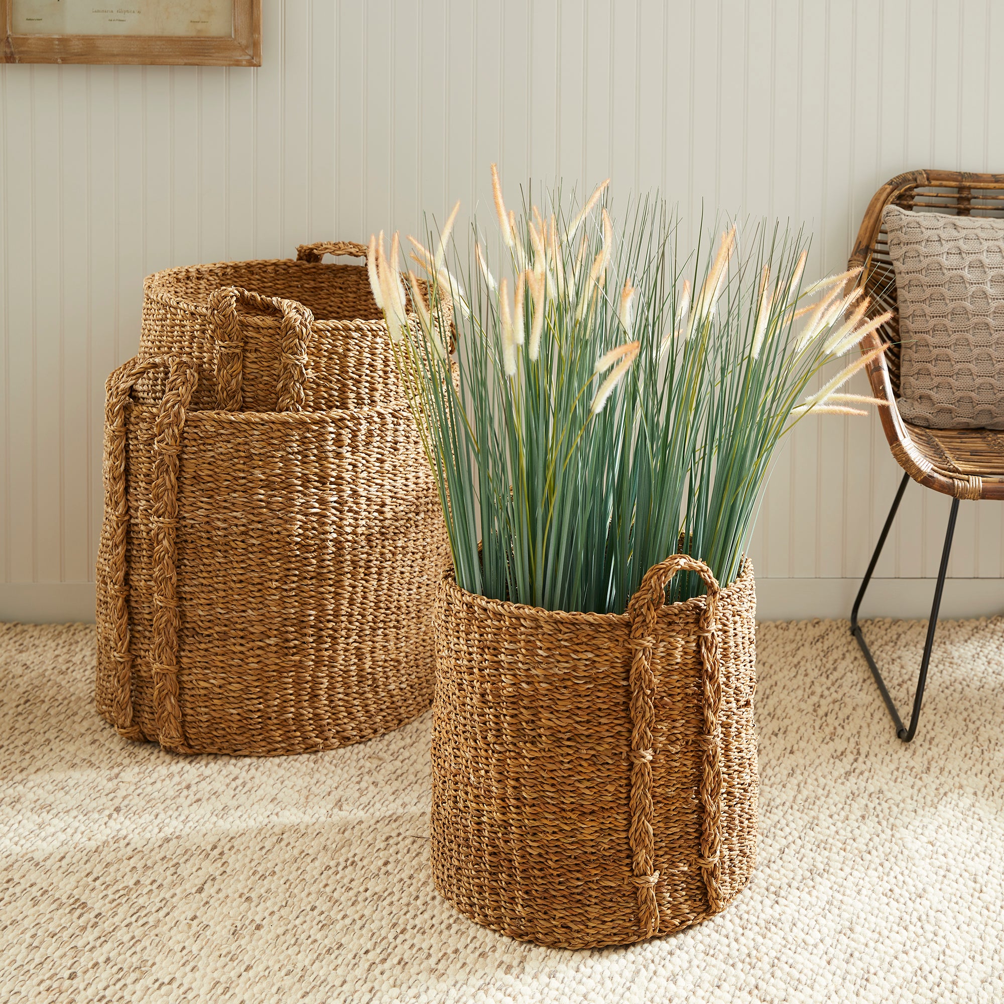 SEAGRASS ROUND BASKETS LARGE, SET OF 3 - view 2