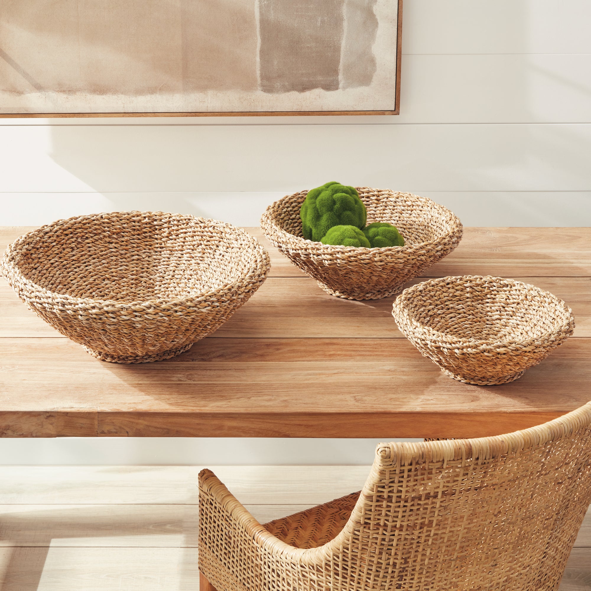 Seagrass Shallow Tapered Baskets, Set Of 3 by Napa Home and Garden - front view