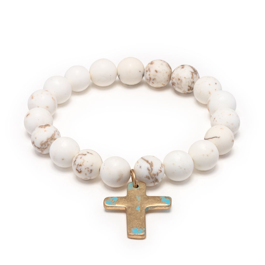 Rennie - White Turquoise Verdi Cross Bracelet