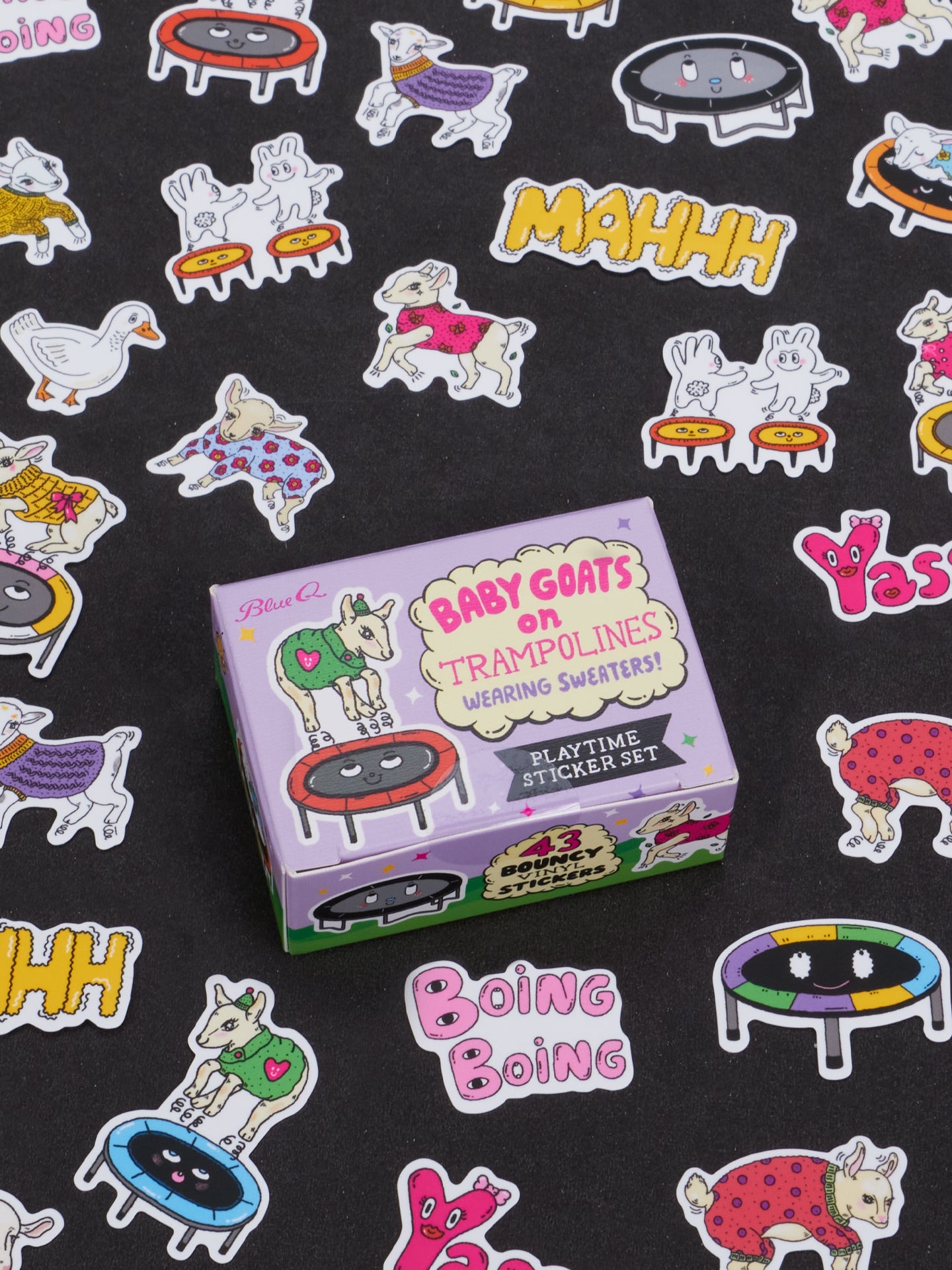 Baby Goats On Trampolines Wearing Sweaters Playtime Sticker Set - A. Dodson's