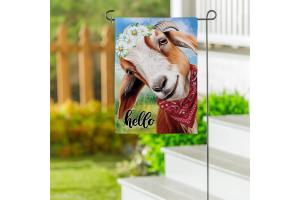 Hello Floral Goat Suede Garden Flag