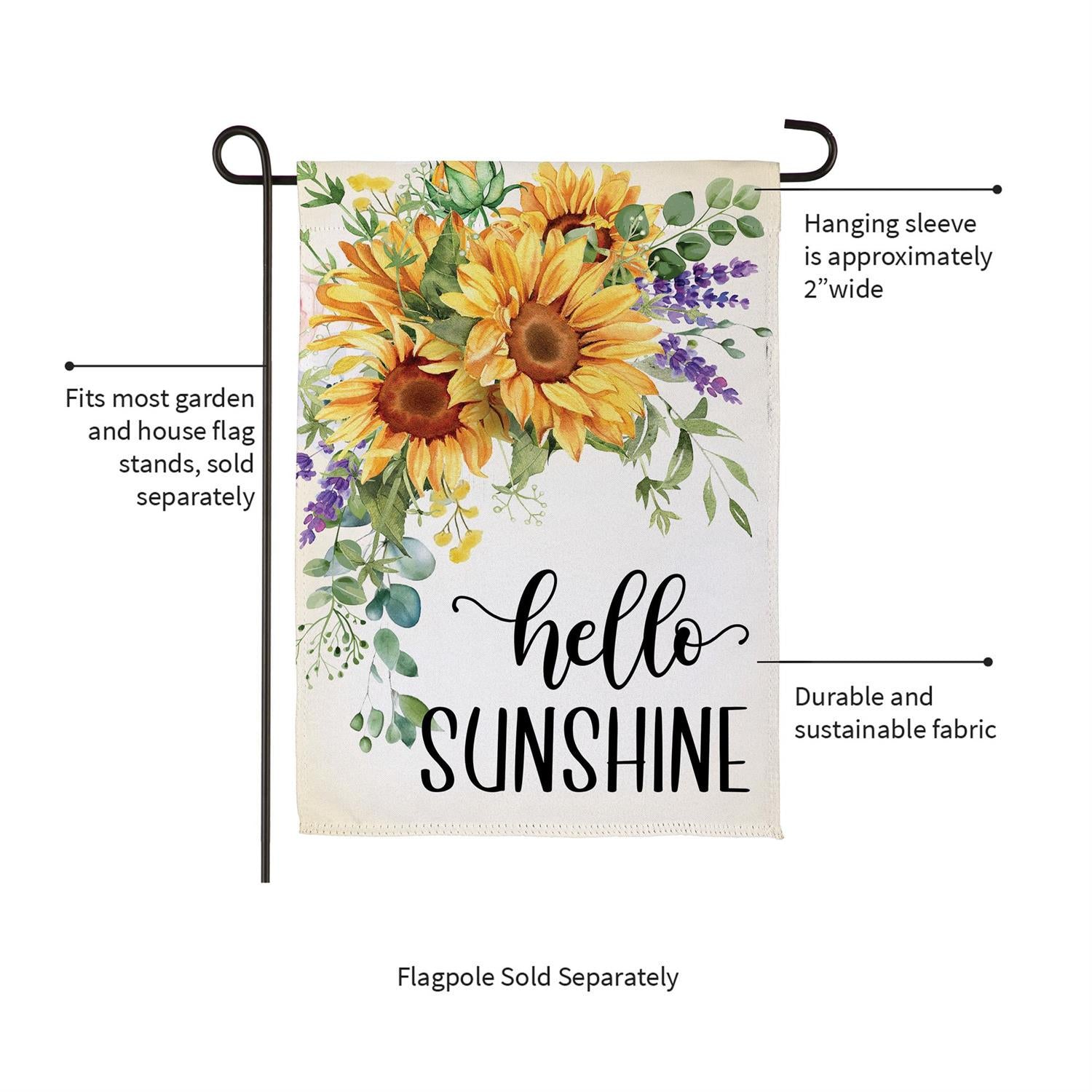 Hello Sunshine Sunflower Suede Garden Flag by Evergreen - view 2