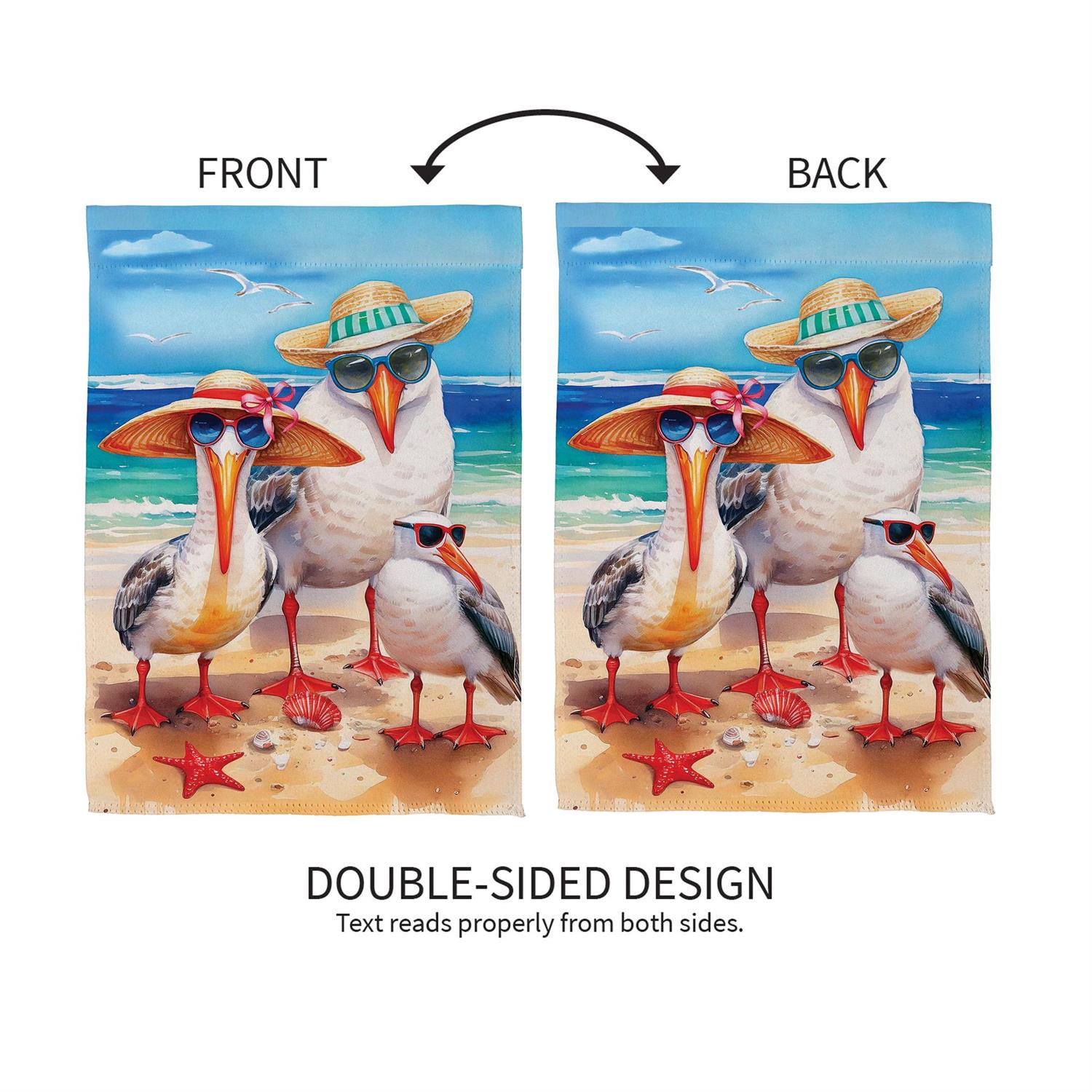 Seagull Beach Family Suede Garden Flag by Evergreen - view 3