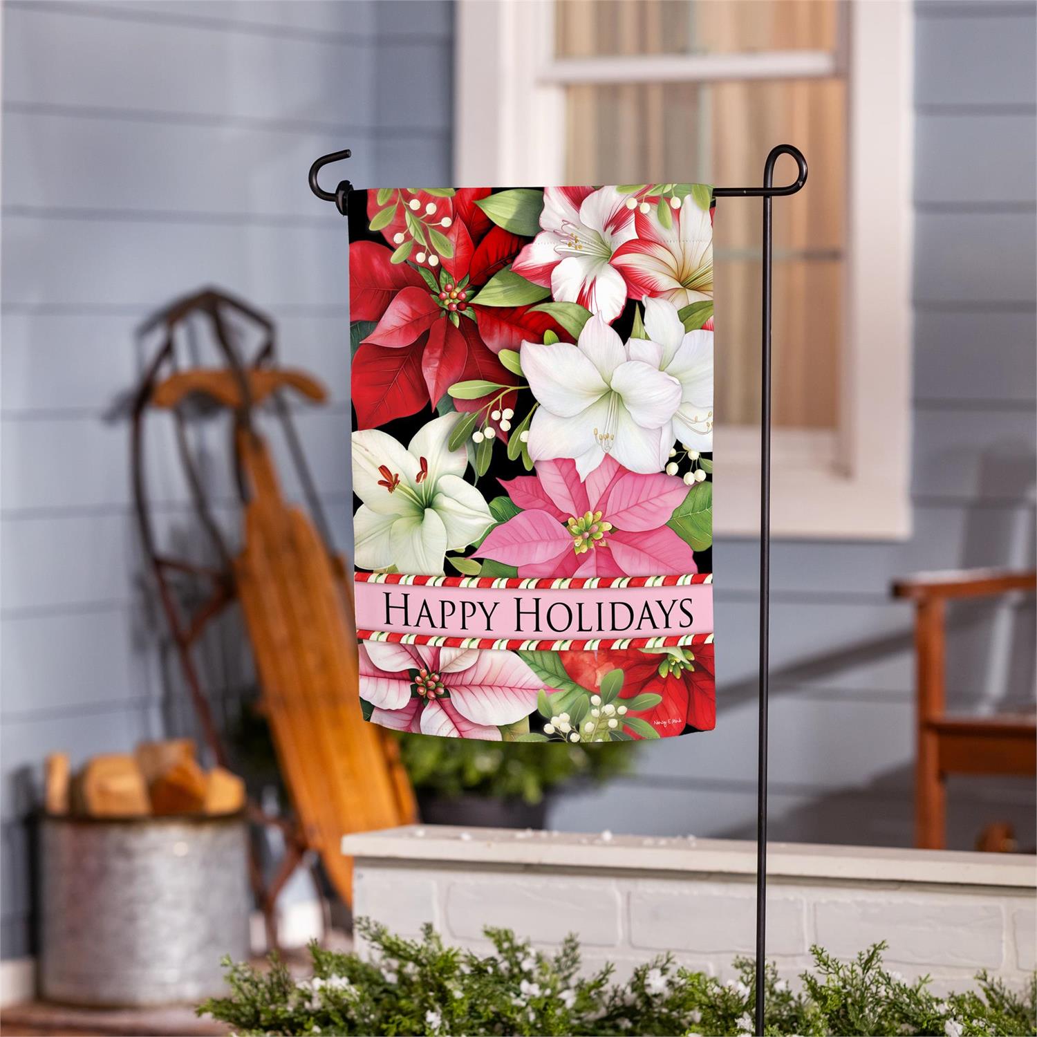 Blooming Winter Suede Garden Flag