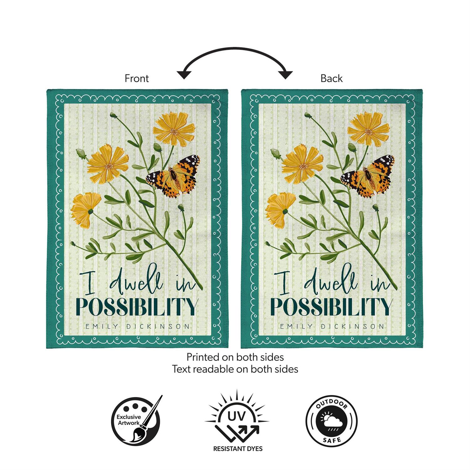 Dwell In Possibility Suede Flag Garden by Evergreen - view 2
