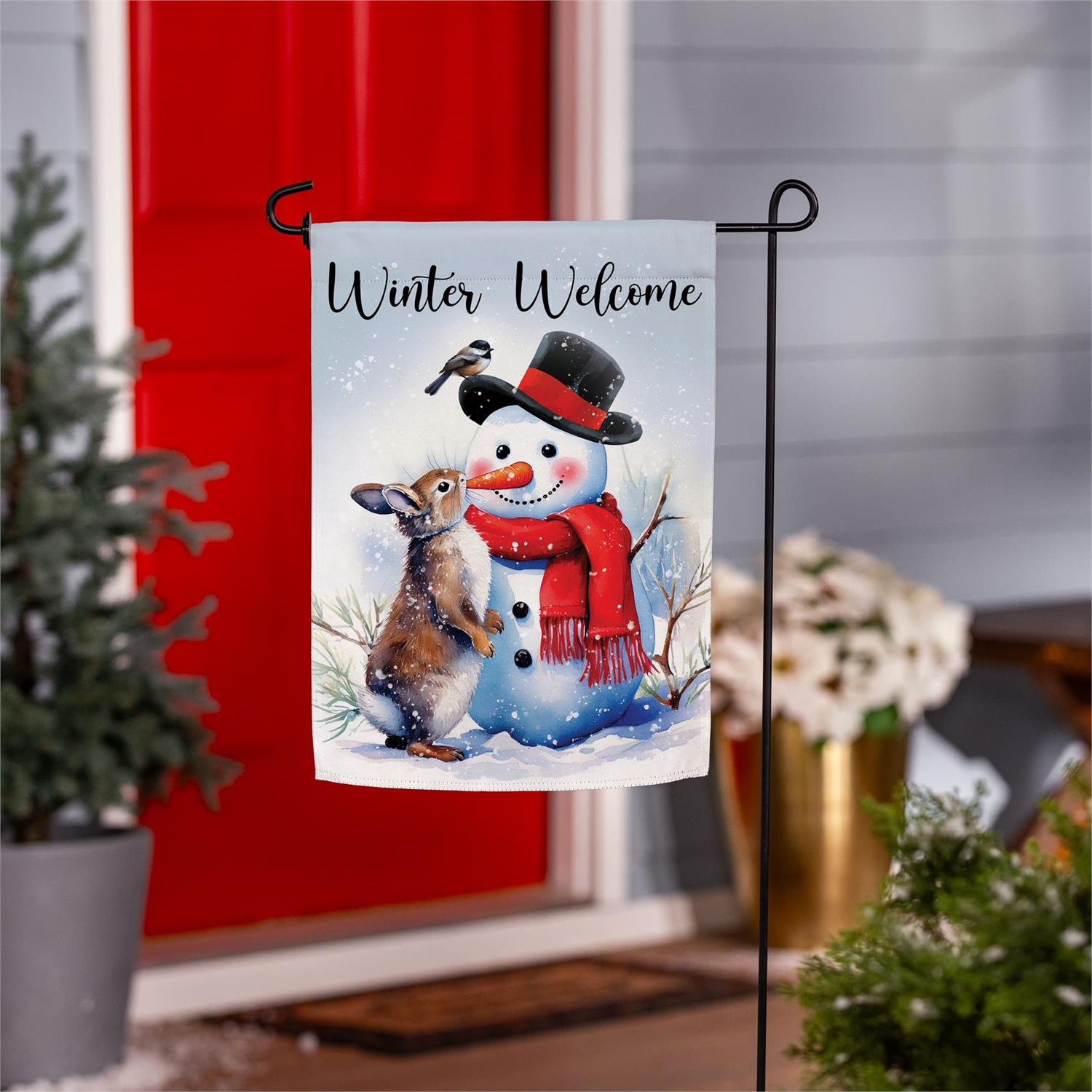 Snowman & Friends Suede Garden Flag