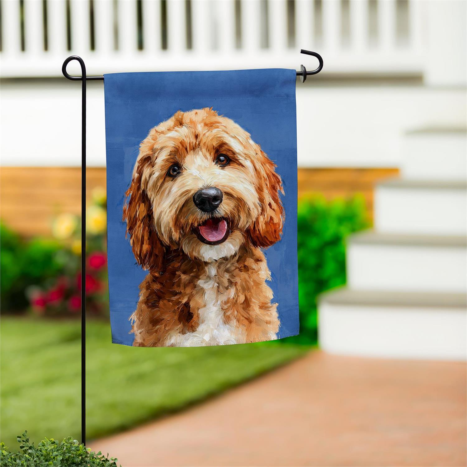 Pet Central Photo Dogs, Goldendoodle Suede Garden Flag