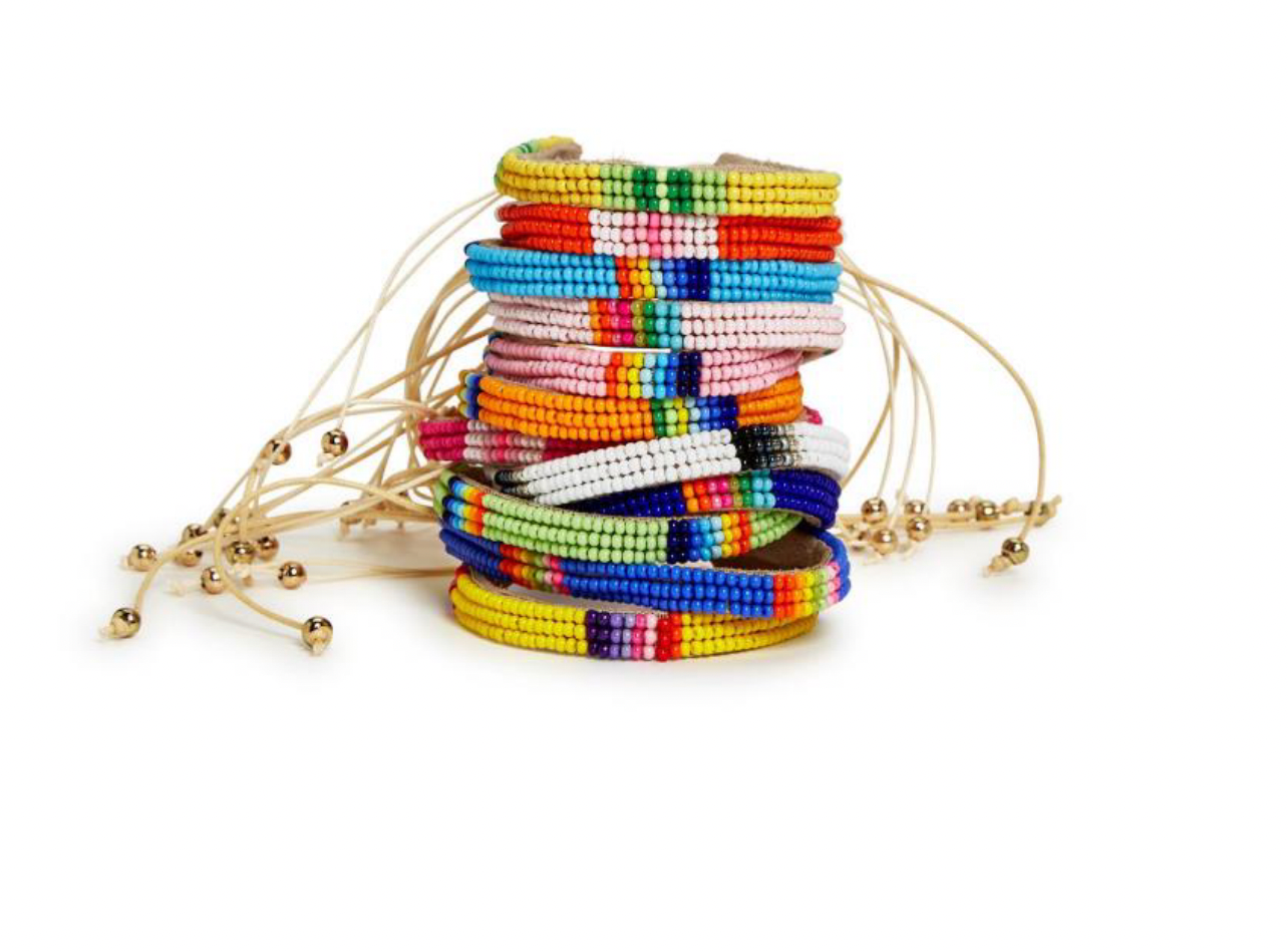 Setting the Bar 24 Pc Beaded Adjustable Bracelet Unit Includes 12 Designs - Glass/Suede Leather/Cotton - A. Dodson's