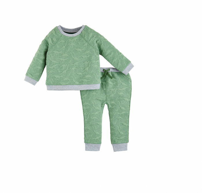QUILTED DINO PANT SET BY MUD PIE