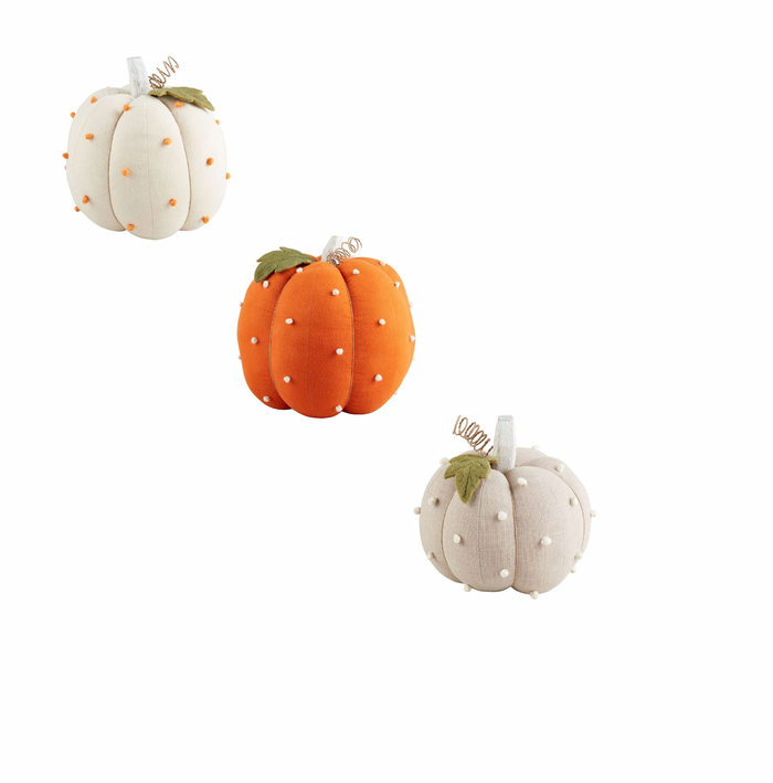 DOTTED STUFFED PUMPKINS BY MUD PIE