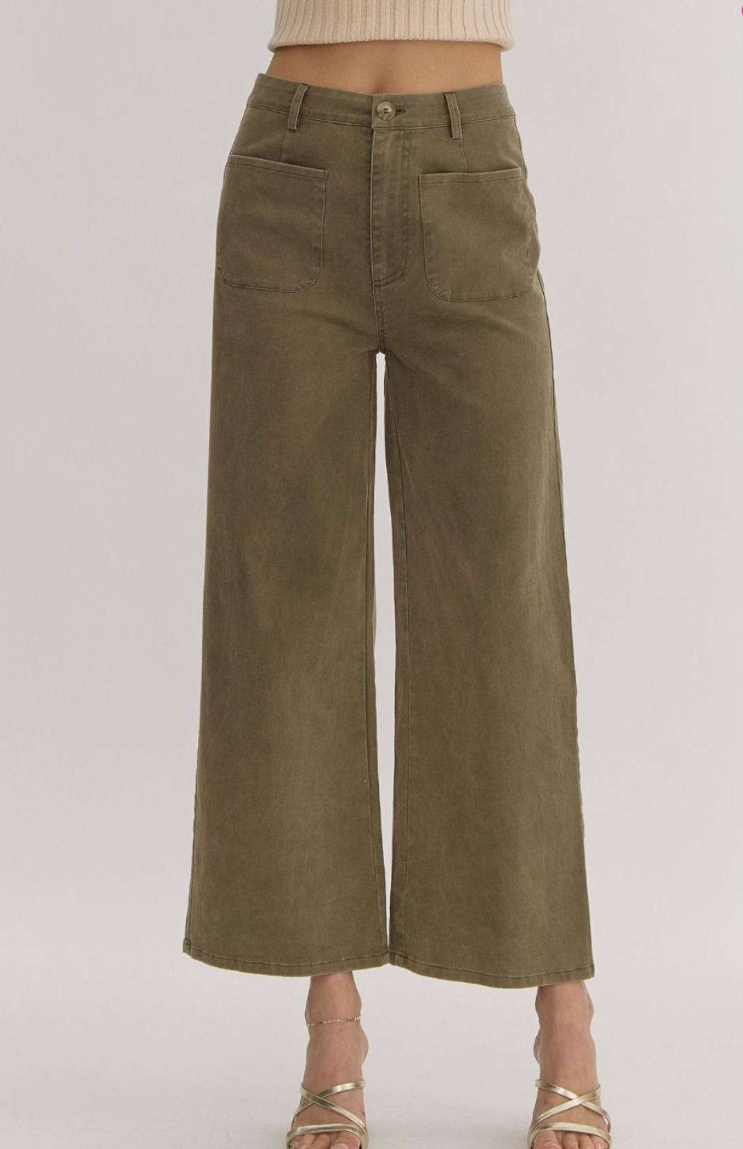 Olive High Waisted Pant - A. Dodson's