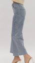 Pearl Detail High Waisted Denim Wide Leg Pants - A. Dodson's