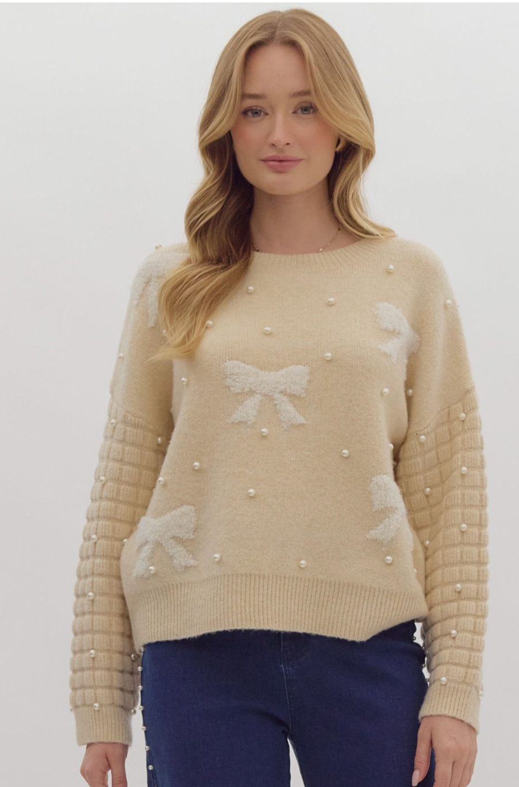 Taylor Sweater Featuring Pearls and Bow - A. Dodson's