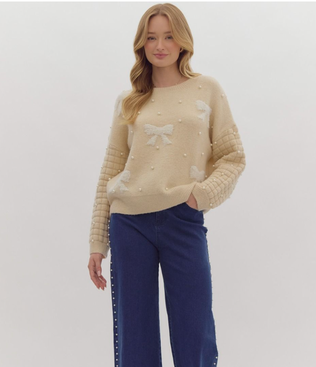 Taylor Sweater Featuring Pearls and Bow - A. Dodson's