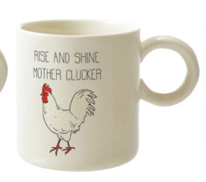 15 oz. Stoneware Mug w/ Chicken & Saying, 4 Styles