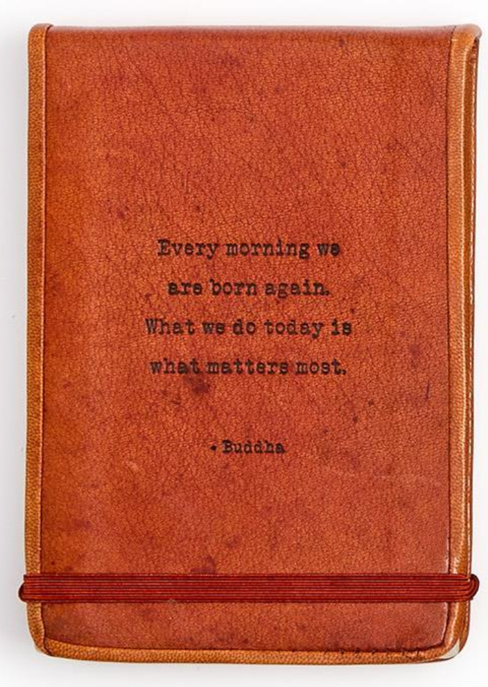 Leather Flip Notebook with Embossed Saying