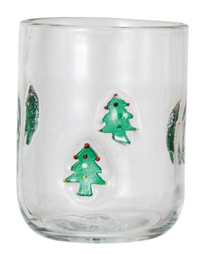 16 oz. Drinking Glass w/ Embedded Holiday Icon Pattern, 4 Styles