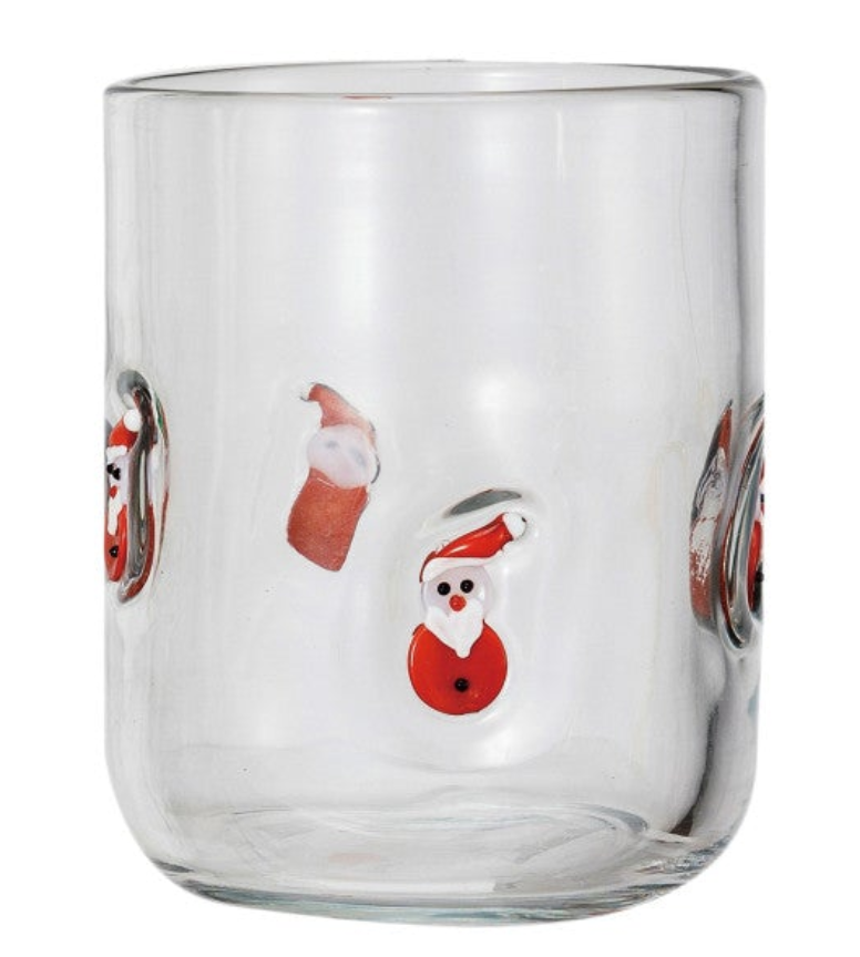 16 oz. Drinking Glass w/ Embedded Holiday Icon Pattern, 4 Styles