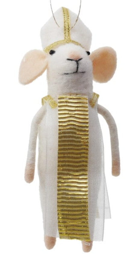 6"H Handmade Wool Felt Religious Mouse Ornament, 3 Styles