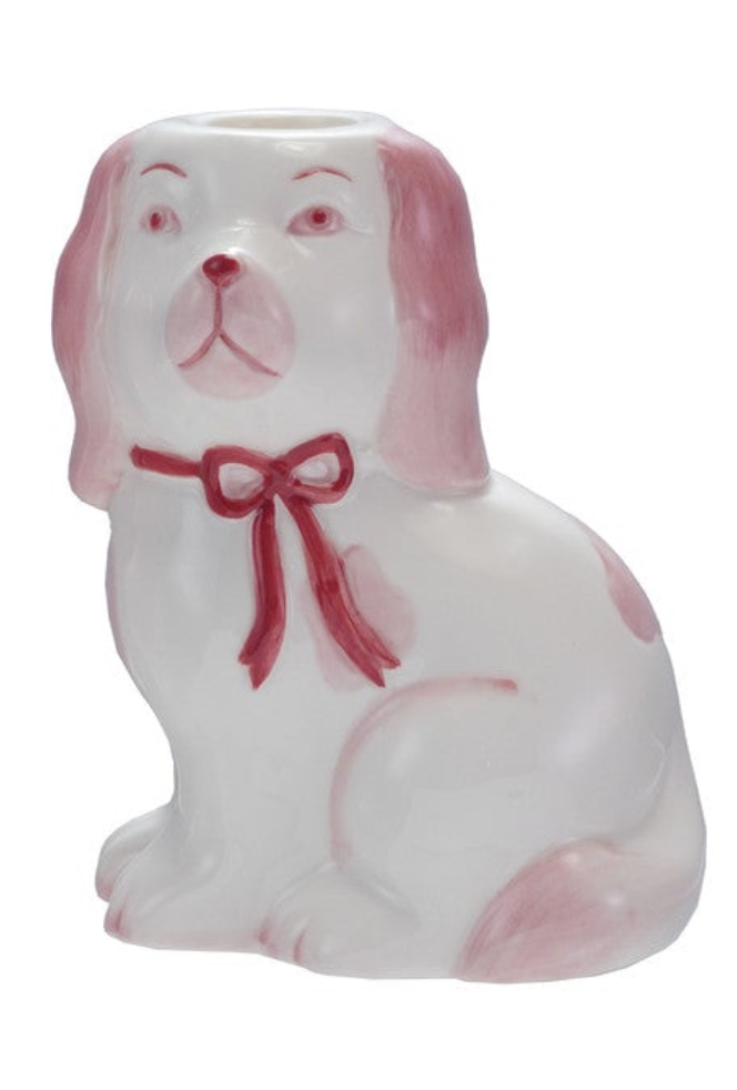 Stoneware Staffordshire Dog Taper Holder, 2 Styles ©
