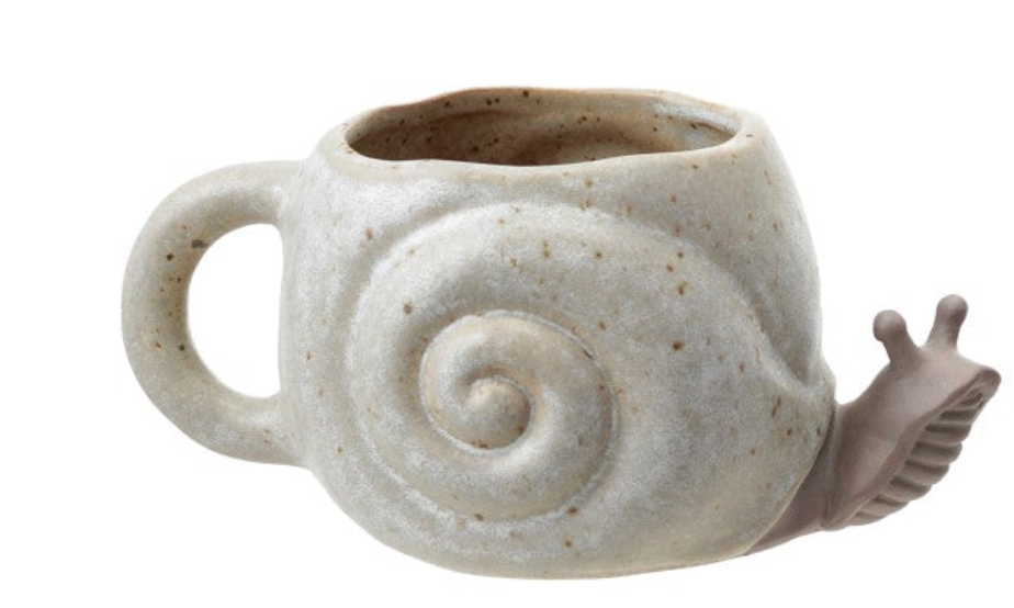 12 oz. Stoneware Snail Shaped Mug, 2 Styles (Each Will Vary)