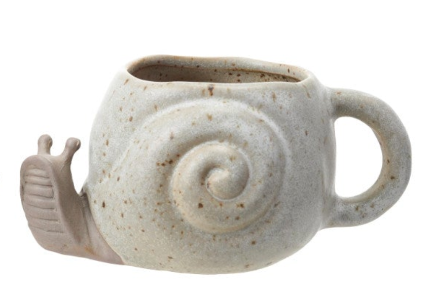 12 oz. Stoneware Snail Shaped Mug, 2 Styles (Each Will Vary)