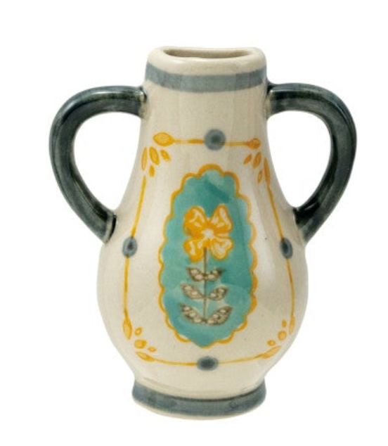 Hand-Painted Stoneware Mini Vase Magnet w/ Design, 6 Styles