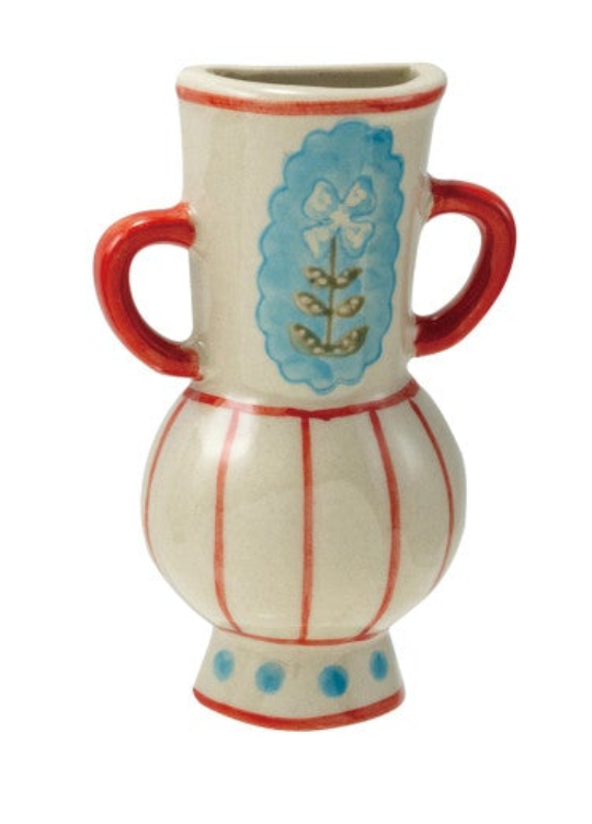 Hand-Painted Stoneware Mini Vase Magnet w/ Design, 6 Styles