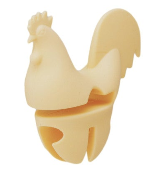 Silicone Rooster Shaped Lid/Spoon Holder, 4 Colors