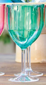 12 oz. Acrylic Stemmed Wine Glass with Stripes, 3 Colors