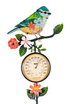 Metal Garden Bird Stake With Thermometer