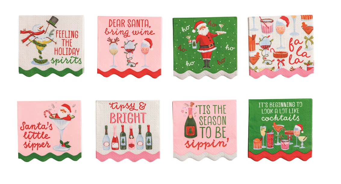 Holiday Bar Napkin Sets by Mud Pie