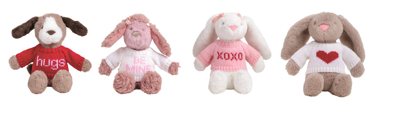 Valentine's Sweater Plush Pals by Mud Pie