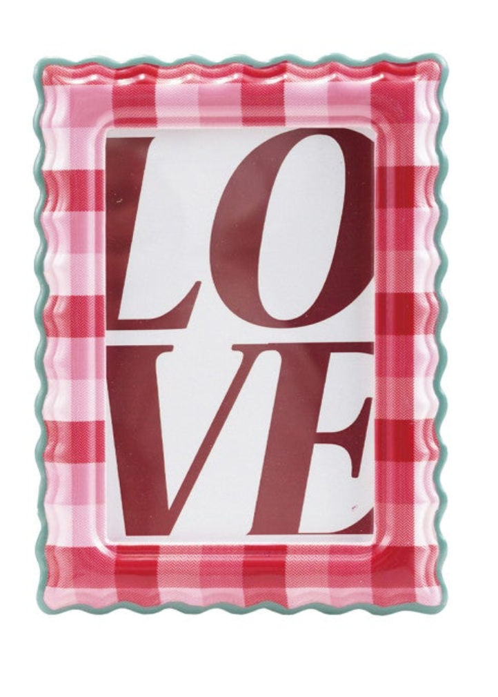 Scalloped Photo Frame w/ Plaid Pattern, 2 Colors (Holds 4" x 6" Photo) (Hangs or Sits)