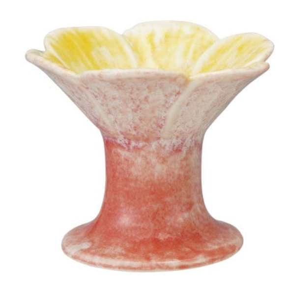 Stoneware Flower Shaped Footed Tealight Holder, 3 Styles (Each One Will Vary)