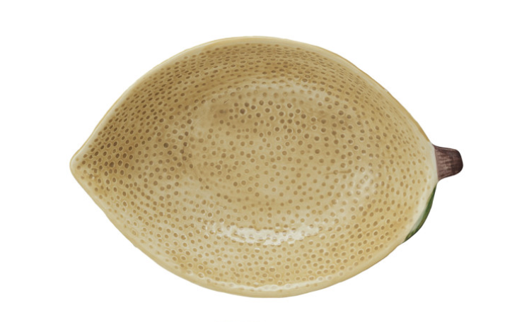Hand-Painted Stoneware Lemon Shaped Bowls, Yellow