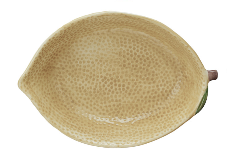 Hand-Painted Stoneware Lemon Shaped Bowls, Yellow