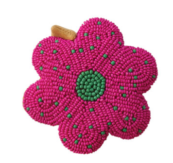 Handmade Glass Beaded Fabric Flower Shaped Tape Measure, 6 Colors (Each Measures 5 Feet)