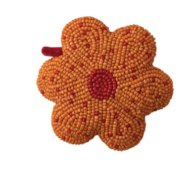 Handmade Glass Beaded Fabric Flower Shaped Tape Measure, 6 Colors (Each Measures 5 Feet)