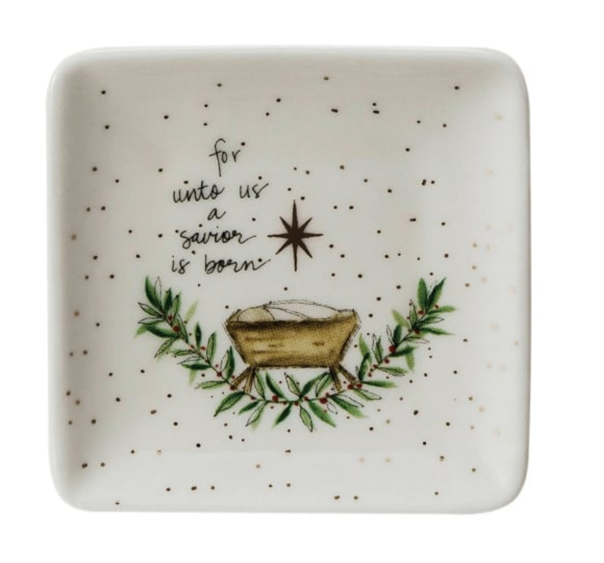 Stoneware Dish w/ Gold Electroplating, 4 Styles