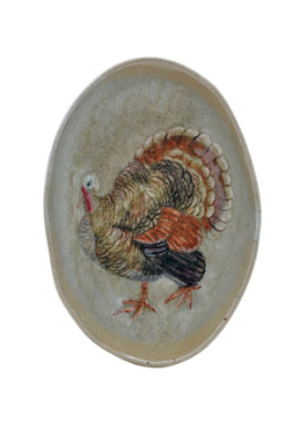 Hand-Painted Stoneware Dish with Animal/Pumpkins, 4 Styles