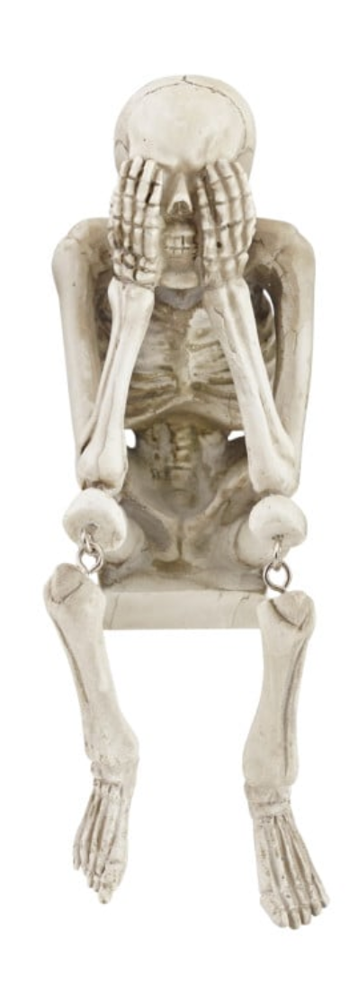 Resin See/Hear/Speak No Evil Skeleton Shelf Sitter, Bone Finish, 3 Styles