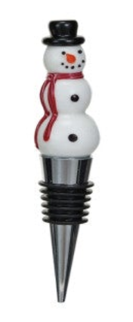 Zinc Alloy Wine Stopper w/ Hand-Painted Glass Holiday Icon, 8 Styles