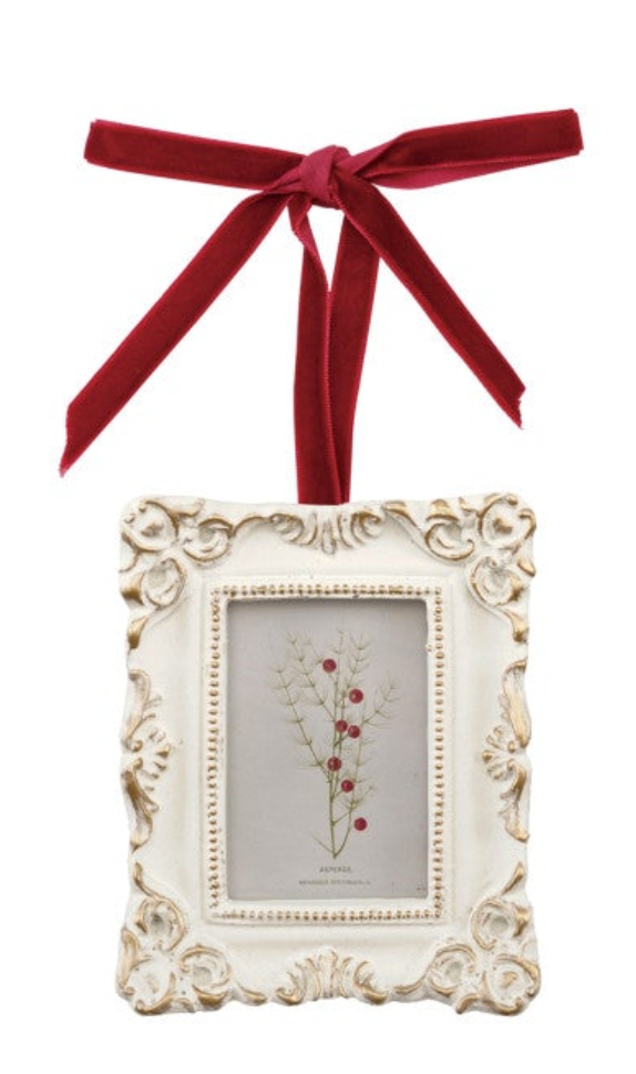 Resin Photo Frame Ornament with Velvet Ribbon, 3 Styles